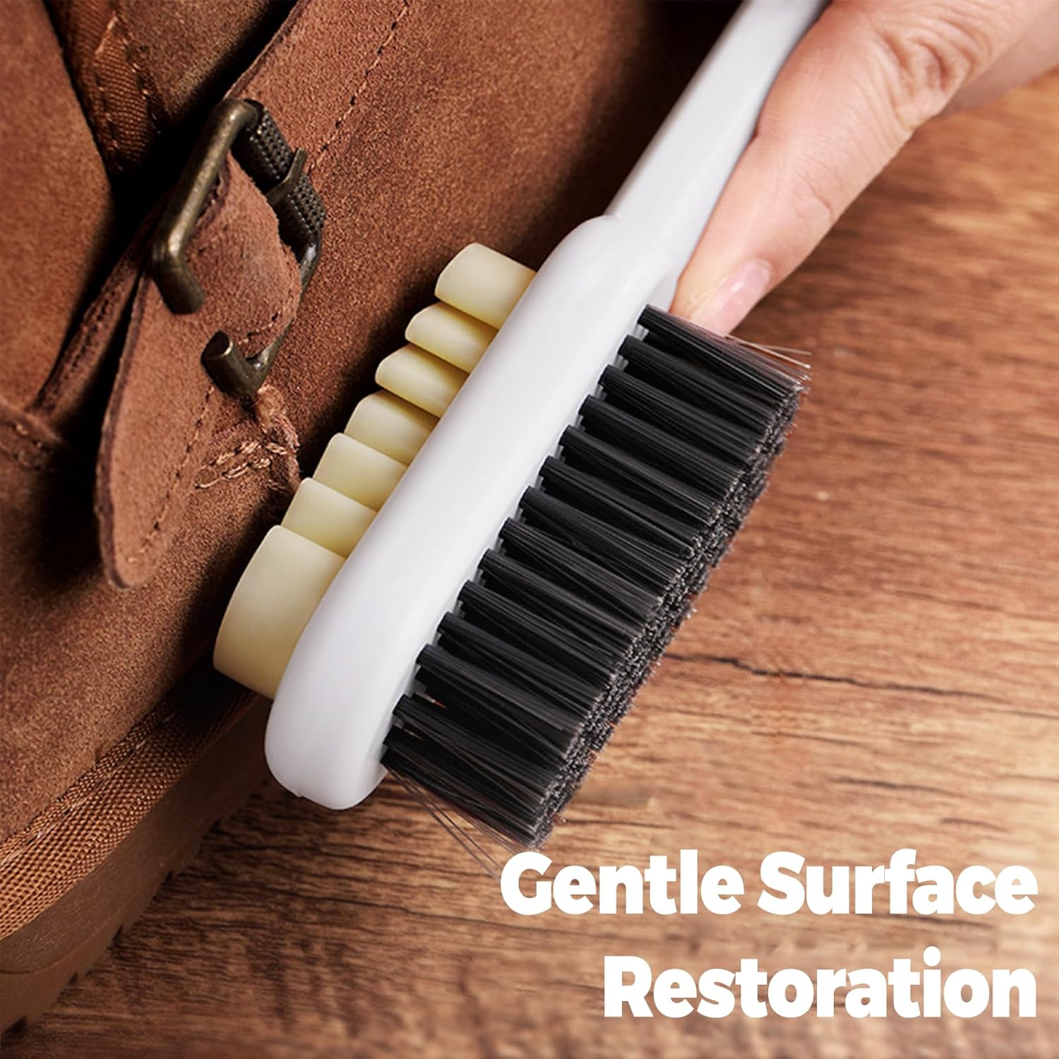 Shoe Cleaning Brush - فرشاة تنظيف من الجلد المدبوغ، بمقبض